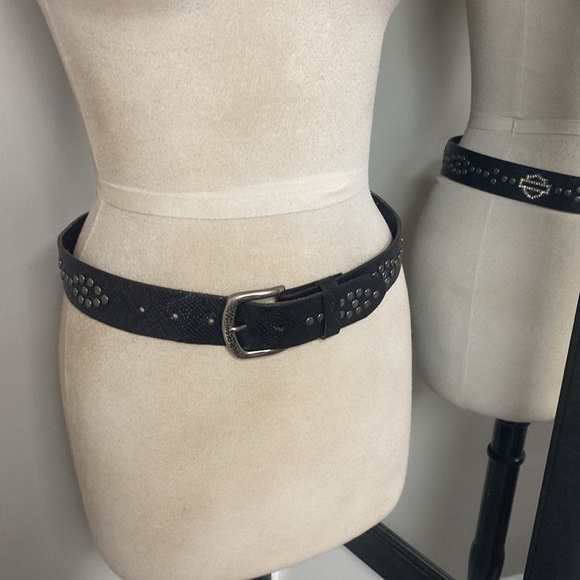 Harley-Davidson Studded Blong Snake Black Leather Belt Rhinestones&Studs biker - Picture 6 of 14